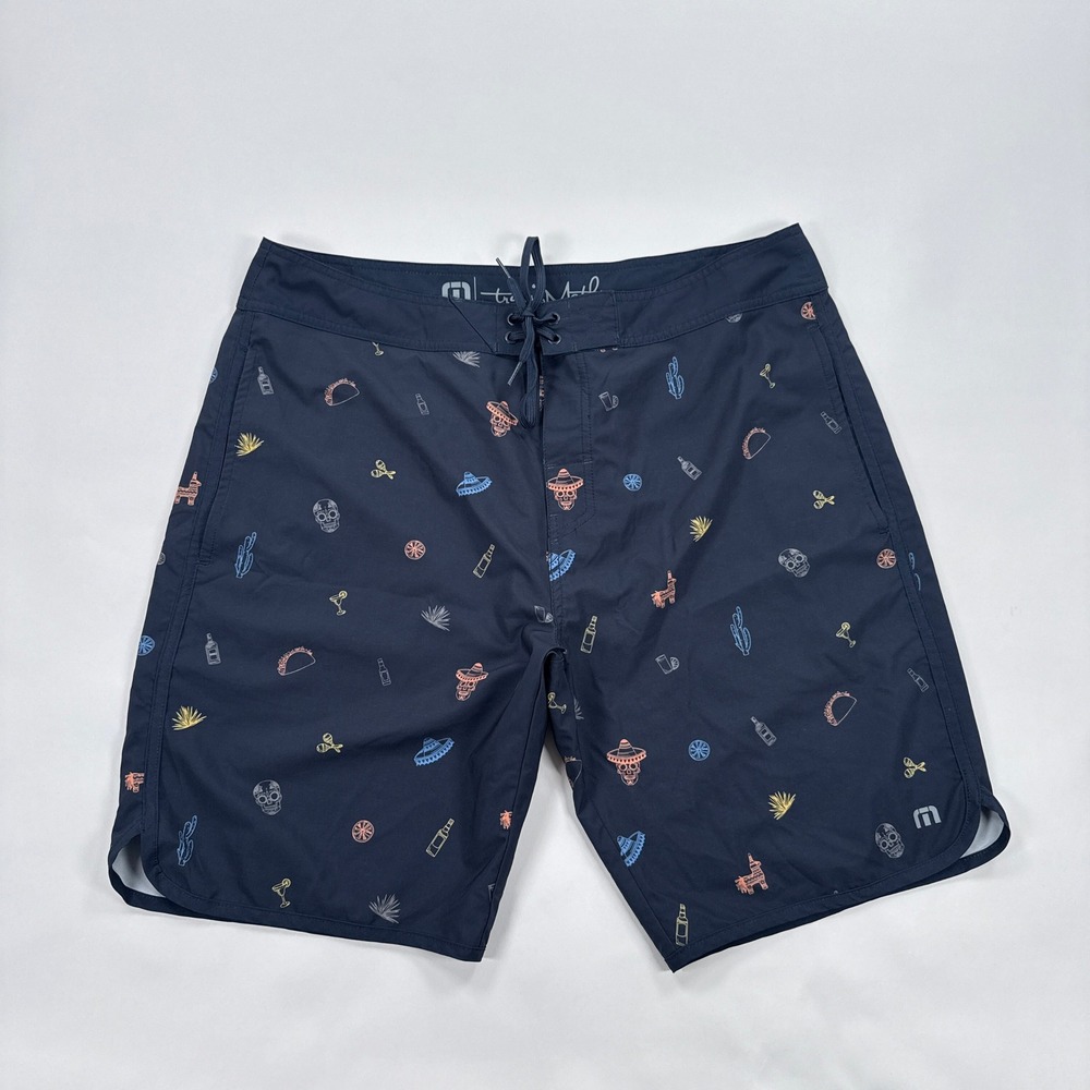 Travis Mathew Mens Board Shorts 36 Navy Cinco De Mayo Print Beachwear Summer